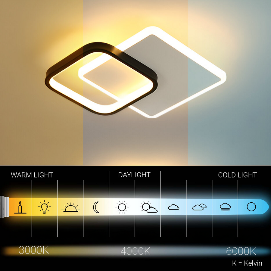 Lustra LED MARCELO 30W, lumina Rece/Calda/Neutra Alb Negru