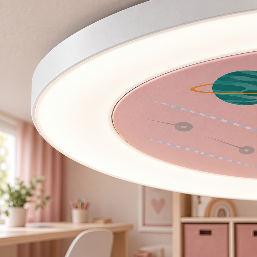 Lustra LED CONSTELATION cu telecomanda 63W, Diametru 50cm, lumina Rece/Calda/Neutra, Roz