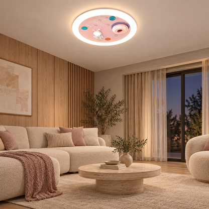 Lustra LED CONSTELATION cu telecomanda 63W, Diametru 50cm, lumina Rece/Calda/Neutra, Roz