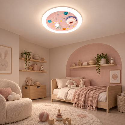 Lustra LED CONSTELATION cu telecomanda 63W, Diametru 50cm, lumina Rece/Calda/Neutra, Roz