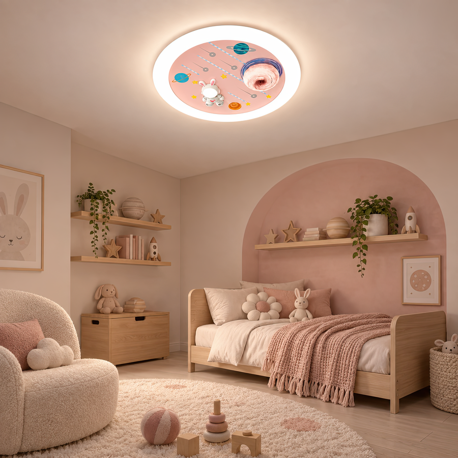 Lustra LED CONSTELATION cu telecomanda 63W, Diametru 50cm, lumina Rece/Calda/Neutra, Roz