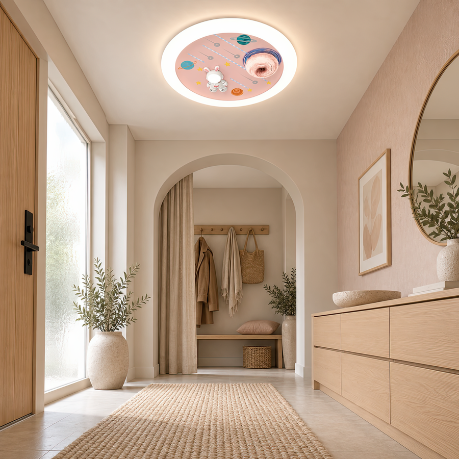 Lustra LED CONSTELATION cu telecomanda 63W, Diametru 50cm, lumina Rece/Calda/Neutra, Roz
