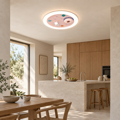 Lustra LED CONSTELATION cu telecomanda 63W, Diametru 50cm, lumina Rece/Calda/Neutra, Roz