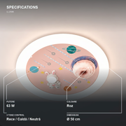 Lustra LED CONSTELATION cu telecomanda 63W, Diametru 50cm, lumina Rece/Calda/Neutra, Roz