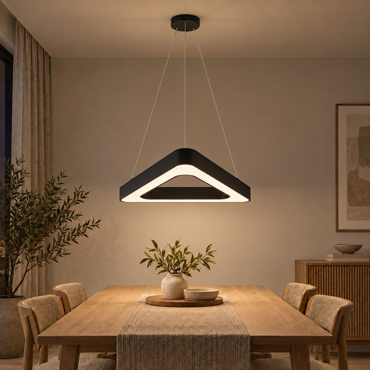 Lustra LED suspendata ANGLE, 60cm, 25W, Inaltime Reglabila, Lumina Rece, Negru, Metal si Acril