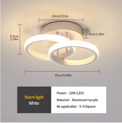 Lustra LED VERTEX CIRCULA 22W, 2 Cercuri, Rame Metalice, lumina Rece/Calda/Neutra, Alb