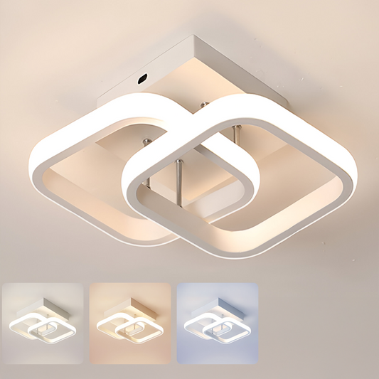 Lustra LED VERTEX Matrix, Romburi Suprapuse, Rame Metalice, 24W, 2 Romburi, Lumina Rece/Calda/Neutra 3000K/4000K/6000K, Alb