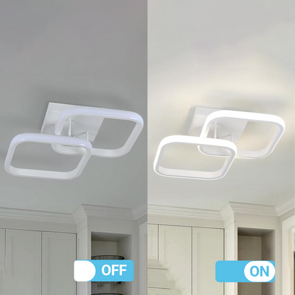 Lustra LED VERTEX Matrix, Romburi Suprapuse, Rame Metalice, 24W, 2 Romburi, Lumina Rece/Calda/Neutra 3000K/4000K/6000K, Alb