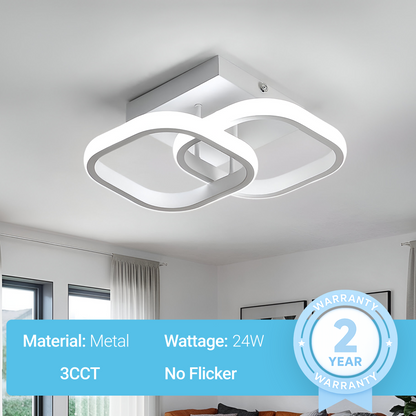 Lustra LED VERTEX Matrix, Romburi Suprapuse, Rame Metalice, 24W, 2 Romburi, Lumina Rece/Calda/Neutra 3000K/4000K/6000K, Alb