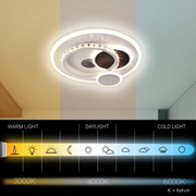 Lustra LED cu cristal HELIOX, 43W, 4 Cercuri, lumina Rece/Calda/Neutra, Alb