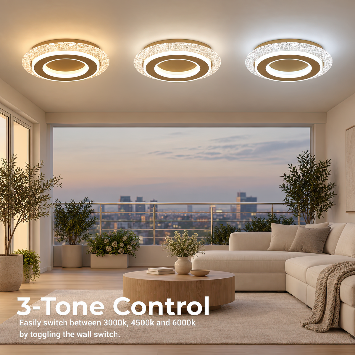 Lustra LED AGOL Petito LL726GD, cele trei tonalități de lumină