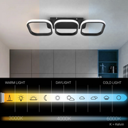 Lustra LED VERTEX 34W, 3 Patrate, Liniara, lumina Rece/Calda/Neutra, Neagra