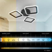 Lustra LED PULSARIS 40W, 3 Patrate, lumina Rece/Calda/Neutra, Negru