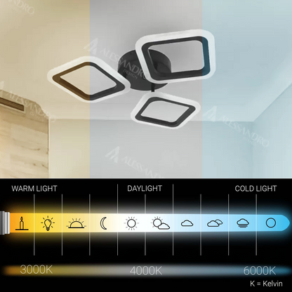 Lustra LED PULSARIS 40W, 3 Patrate, lumina Rece/Calda/Neutra, Negru