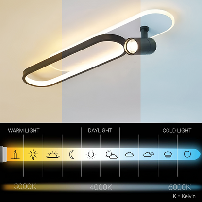 Lustra LED cu Proiector Reglabil FISSO Camilla 48W, lumina Rece/Calda/Neutra, Negru