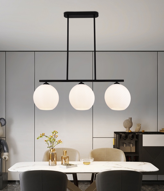 Lustra Suspendata LM520/3BK, 3XE27, 59x20x25, Negru, Alb, Fier, Plexiglas