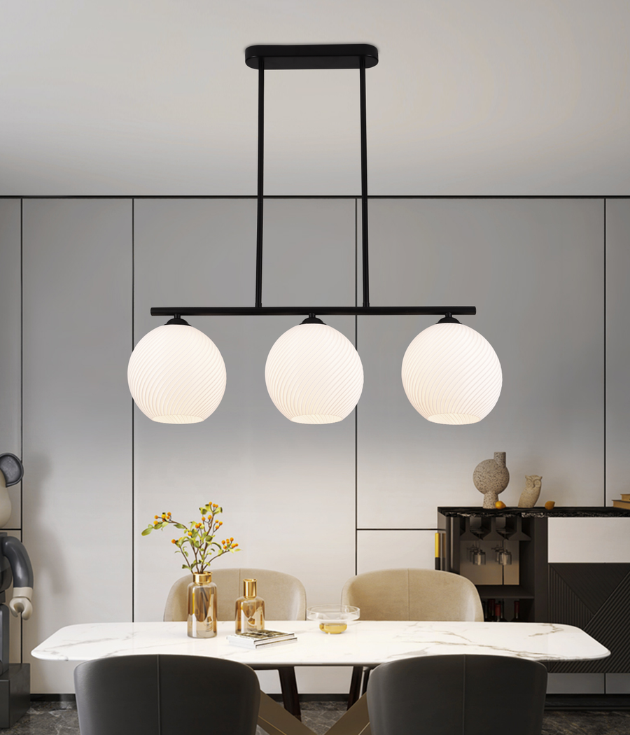 Lustra Suspendata LM520/3BK, 3XE27, 59x20x25, Negru, Alb, Fier, Plexiglas