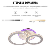 Lustra LED cu telecomanda si cristal NOVA ROTONDA RGB 43W, 2 Cercuri, lumina Rece/Calda/Neutra, Dimabila, Alb