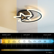 Lustra LED cu telecomanda LUNA SI STEA 45W, 2 Elemente, lumina Rece/Calda/Neutra, Dimabila, Negru