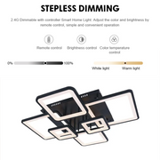 Lustra LED cu telecomanda ELLA 124W, 6 Patrate, lumina Rece/Calda/Neutra, Dimabila, Negru, Metal si Acril