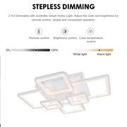Lustra LED cu telecomanda ELLA 124W, 6 Patrate, lumina Rece/Calda/Neutra, Dimabila, Alb