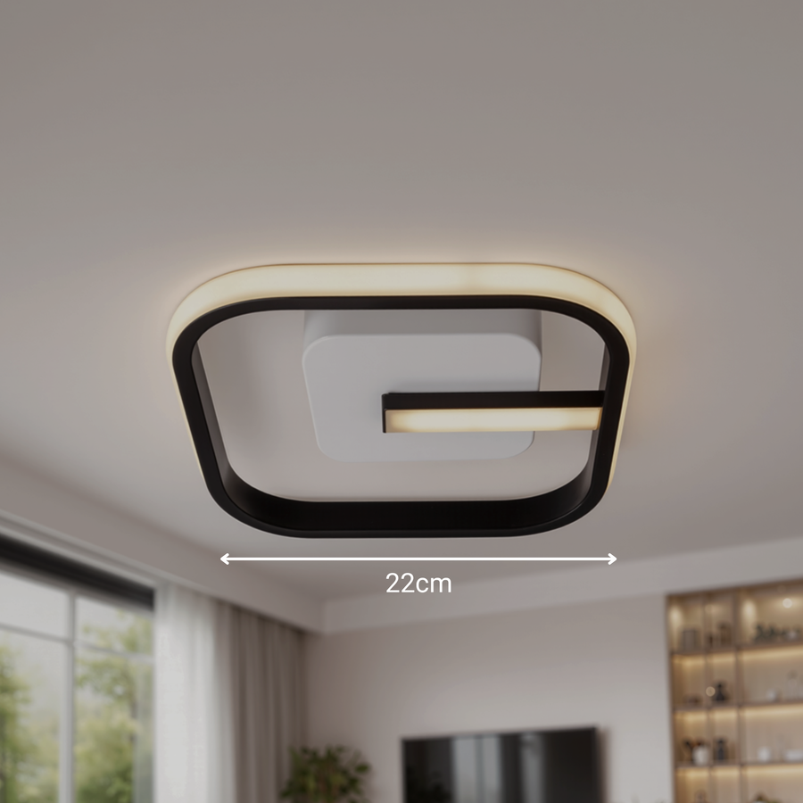 Lustra LED VICTORIA 19W, Patrata, lumina Rece/Calda/Neutra, Negru, Alb