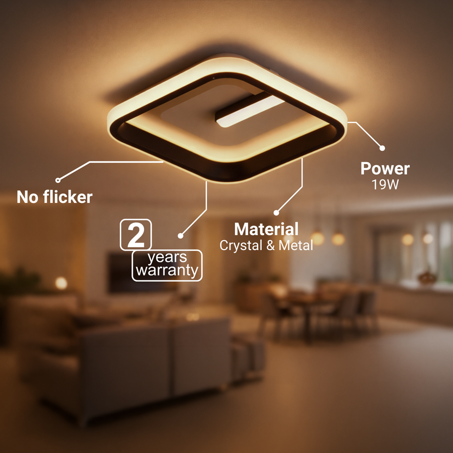 Lustra LED VICTORIA 19W, Patrata, lumina Rece/Calda/Neutra, Negru, Alb