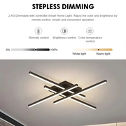 Lustra LED cu Telecomanda LINEX, 43W, 4 Elemente, Liniara, lumina Rece/Calda/Neutra, Dimabila, Negru