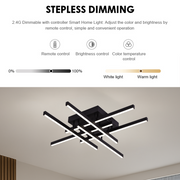 Lustra LED cu Telecomanda LINEX, 81W, 6 Elemente, Liniara, lumina Rece/Calda/Neutra, Dimabila, Negru