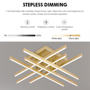 Lustra LED cu Telecomanda LINEX, 81W, Lumina 3000K/4000K/6000K, Dimabila, Auriu