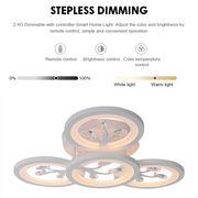 Lustra LED cu telecomanda si cristal DAISY 49W, 4 Elemente, lumina Rece/Calda/Neutra, Dimabila, Alb