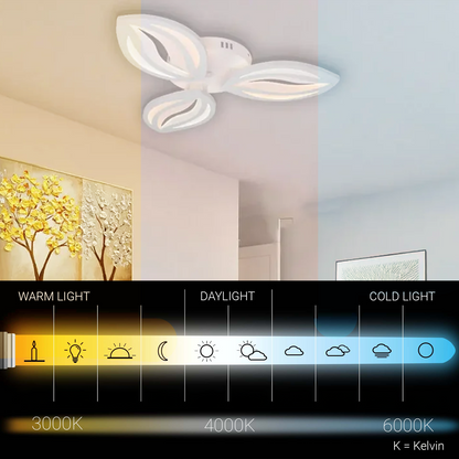Lustra LED cu telecomanda ORCHID 39W, 3 Petale, lumina Rece/Calda/Neutra, Dimabila, Alb