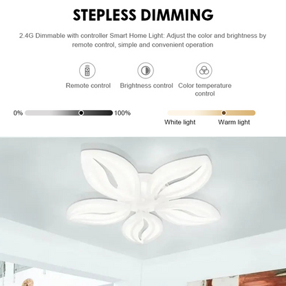 Lustra LED cu telecomanda ORCHID 65W, 5 Petale, lumina Rece/Calda/Neutra, Dimabila, Alb