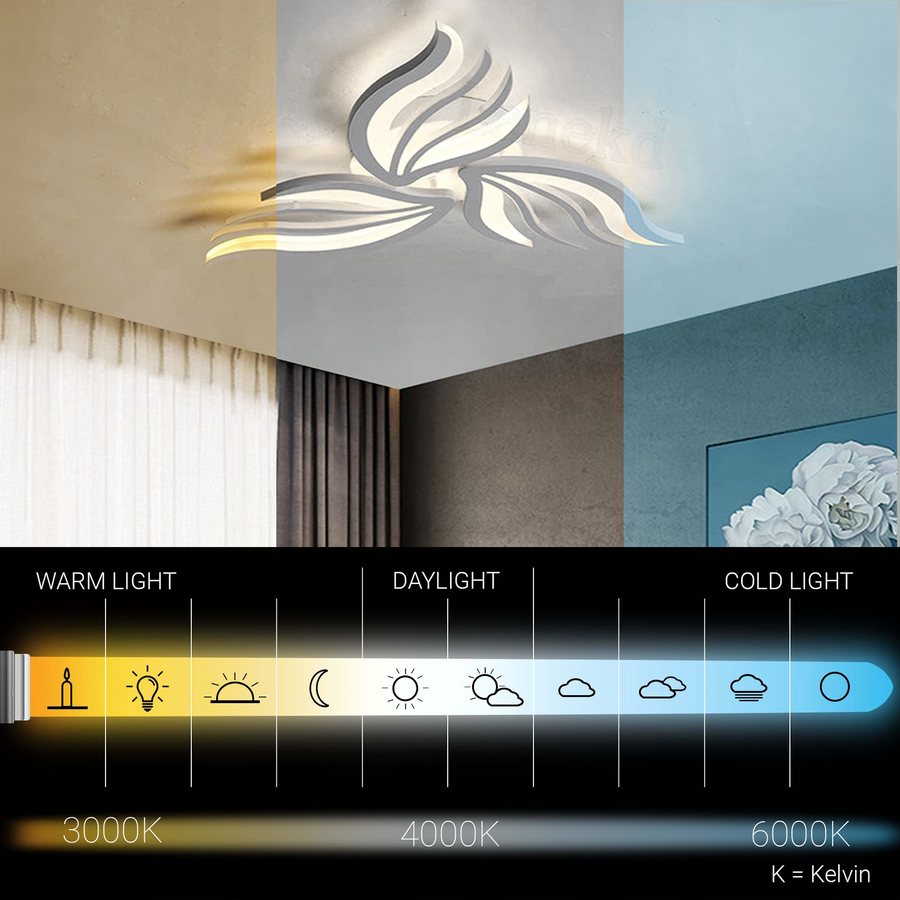 Lustra LED cu telecomanda SAKURA 37W, 3 Petale, lumina Rece/Calda/Neutra, Dimabila, Alb