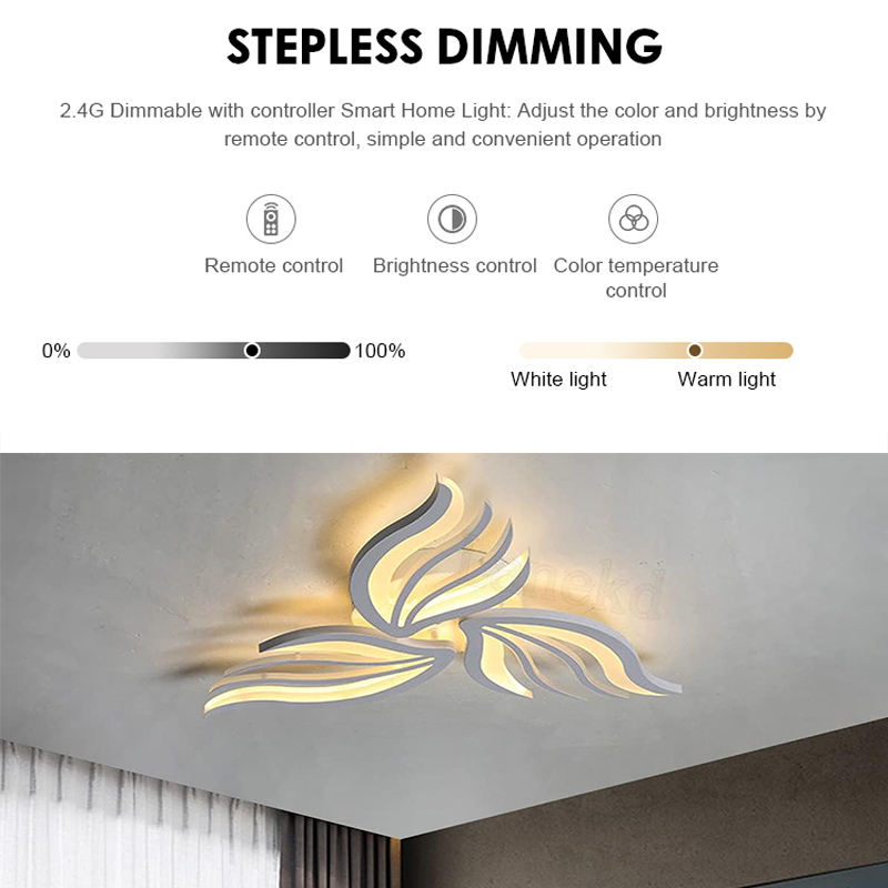 Lustra LED cu telecomanda SAKURA 37W, 3 Petale, lumina Rece/Calda/Neutra, Dimabila, Alb