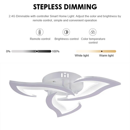 Lustra LED cu telecomanda LOTUS 32W, 3 Petale, lumina Rece/Calda/Neutra, Dimabila, Alb