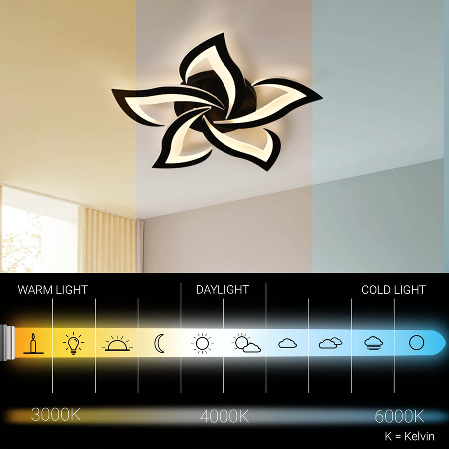 Lustra LED LT660/5BK, 5 Elemente, 55W, Lumina 3000/4000/6000K, Negru, Inaltime Reglabila