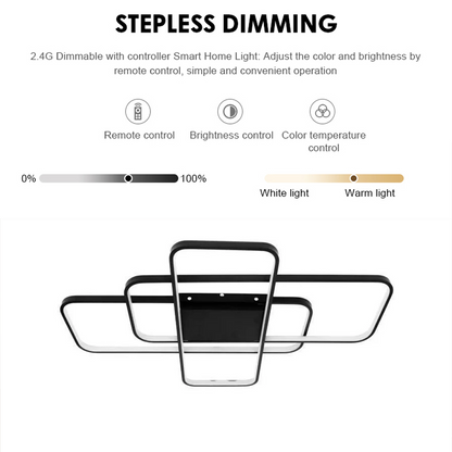Lustra LED cu telecomanda AXIS 96W, 3 Elemente, lumina Rece/Calda/Neutra, Dimabila, Negru