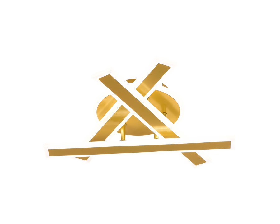 Lustra LED cu Telecomanda LT755/3GD, 62W, 40x5.5x10, Lumina Rece/Calda/Neutra, Dimabila, Auriu, Fier, Plexiglas