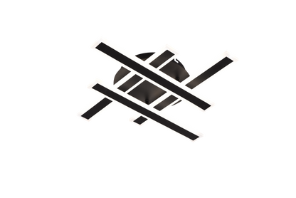 Lustra LED cu Telecomanda LT755/4BK, 80W, 46x5.5x7.5, Lumina Rece/Calda/Neutra, Dimabila, Negru, Fier, Plexiglas