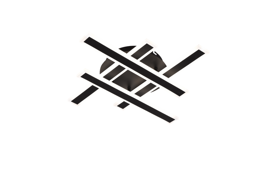 Lustra LED cu Telecomanda LT755/4BK, 80W, 46x5.5x7.5, Lumina Rece/Calda/Neutra, Dimabila, Negru, Fier, Plexiglas