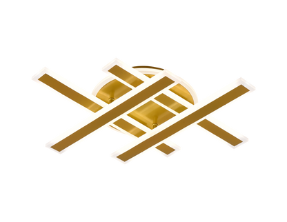 Lustra LED cu Telecomanda LT755/4GD, 79W, 46x5.5x7.5, IP20, Lumina Rece/Calda/Neutra, Dimabila, Auriu, Fier, Plexiglas