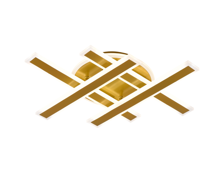 Lustra LED cu Telecomanda LT755/4GD, 79W, 46x5.5x7.5, IP20, Lumina Rece/Calda/Neutra, Dimabila, Auriu, Fier, Plexiglas