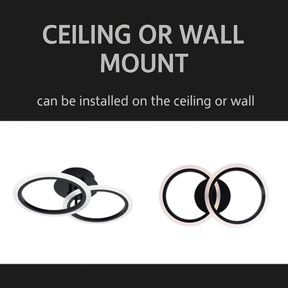 Lustra LED cu telecomanda BETTY 28W, 2 Cercuri, lumina Rece/Calda/Neutra, Dimabila, Negru