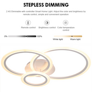 Lustra LED cu telecomanda BETTY 41W, 3 Cercuri, lumina Rece/Calda/Neutra, Dimabila, Alb, Metal si Acril