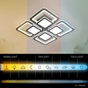 Lustra LED cu telecomanda SUSAN 96W, 4 Patrate, lumina Rece/Calda/Neutra, Dimabila, Negru