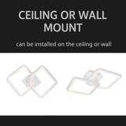 Lustra LED cu telecomanda ZOE 69W, 2 Patrate,  lumina Rece/Calda/Neutra, Dimabila, Alb