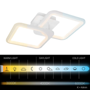 Lustra LED cu telecomanda ZOE 69W, 2 Patrate,  lumina Rece/Calda/Neutra, Dimabila, Alb