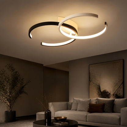Lustra LED cu telecomanda VECTOR SEMIARC 40W, 2 Elemente, lumina Rece/Calda/Neutra, Dimabila, Negru Alb