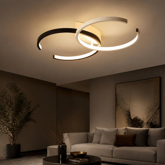 Lustra LED cu telecomanda VECTOR SEMIARC 40W, 2 Elemente, lumina Rece/Calda/Neutra, Dimabila, Negru Alb
